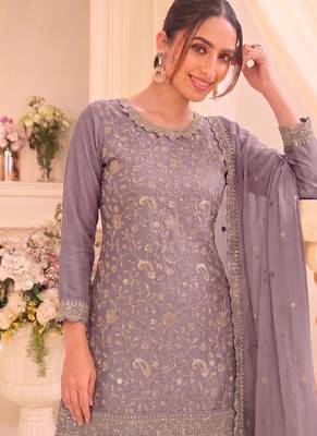 Lilac vichitra silk palazzo suit for women festival wear 2