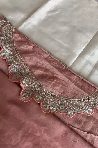 Peach vichitra silk palazzo suit for women festival wear