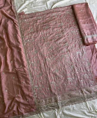 Peach vichitra silk palazzo suit for women festival wear 4