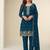 Bollywood style teal blue georgette suit for women