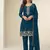 Bollywood style teal blue georgette suit for women