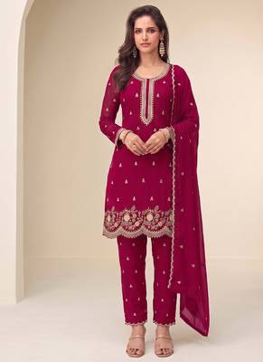 Bollywood style dark pink georgette suit for women 1