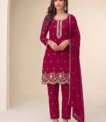 Bollywood style dark pink georgette suit for women