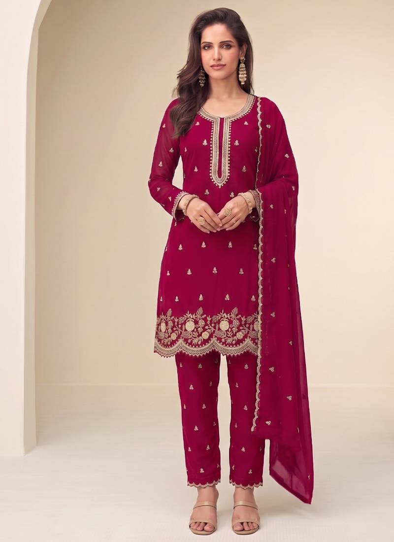 Bollywood style dark pink georgette suit for women