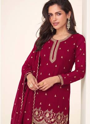 Bollywood style dark pink georgette suit for women 2