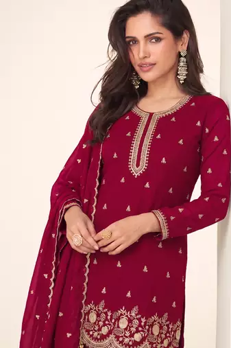 Bollywood style dark pink georgette suit for women