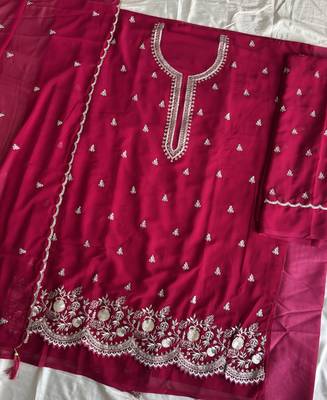 Bollywood style dark pink georgette suit for women 4
