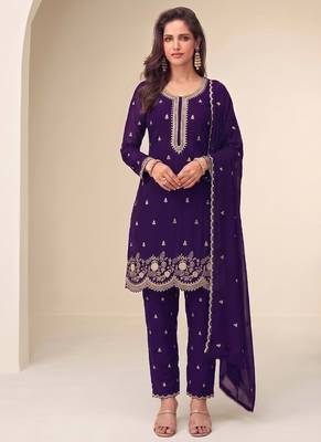 Bollywood style purple georgette suit for women 1