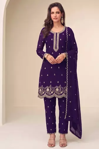 Bollywood style purple georgette suit for women