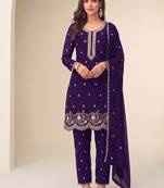 Bollywood style purple georgette suit for women