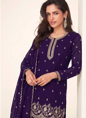 Bollywood style purple georgette suit for women 2