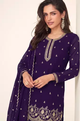 Bollywood style purple georgette suit for women