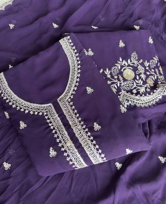 Bollywood style purple georgette suit for women 3