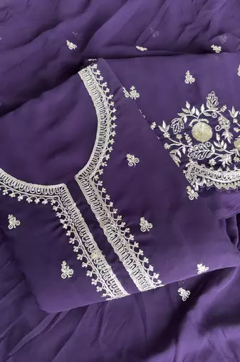 Bollywood style purple georgette suit for women