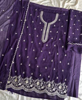 Bollywood style purple georgette suit for women 4