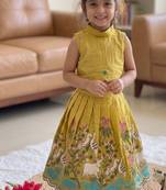 New kids vibrant yellow pichwai embroidered lehenga choli set