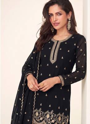 Bollywood style black georgette suit for women 2
