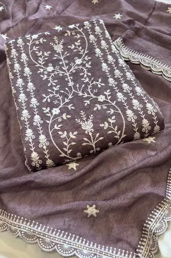 Lilac summer wear rangoli silk straight suit for women