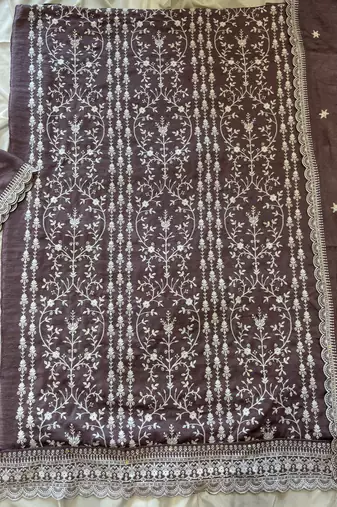 Lilac summer wear rangoli silk straight suit for women
