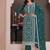 Aqua blue summer wear rangoli silk straight suit for women