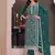Aqua blue summer wear rangoli silk straight suit for women