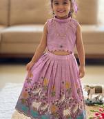 New girls elegant lavender pichwai embroidered lehenga choli set