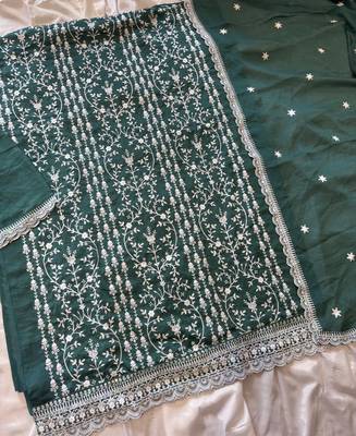 Aqua blue summer wear rangoli silk straight suit for women 4