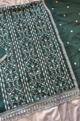 Aqua blue summer wear rangoli silk straight suit for women
