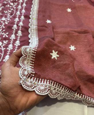 Rust summer wear rangoli silk straight suit for women 3