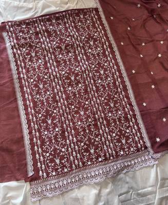 Rust summer wear rangoli silk straight suit for women 4