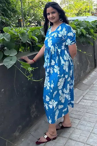 Women's rayon printed designer casual flared dress | Indian Party Wear Dress