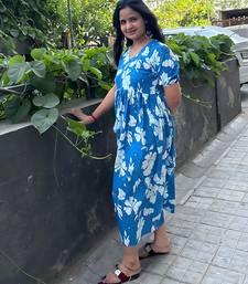 aqua-blue rayon printed dress