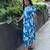 aqua-blue rayon printed dress