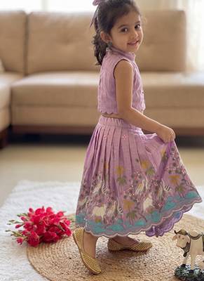 New girls elegant lavender pichwai embroidered lehenga choli set 4
