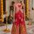 Kids lavendar color  girls ethnic peacock motif woven red  gown with brocade jacket koti