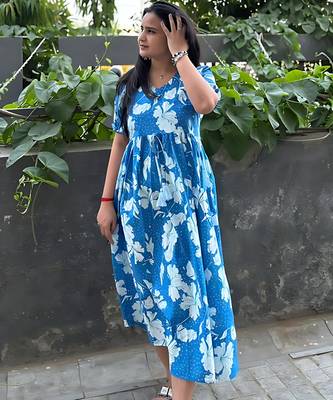Women's rayon printed designer casual flared dress | Indian Party Wear Dress 3
