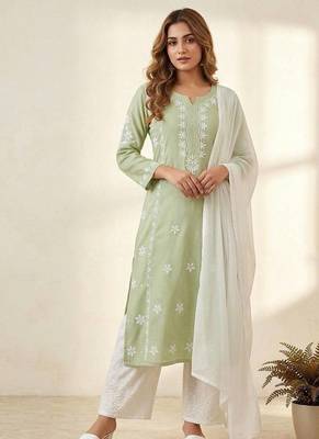 Green Beads Embroidered kurta set 1