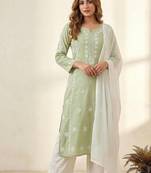 Green Beads Embroidered kurta set