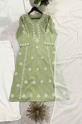 Green Beads Embroidered kurta set