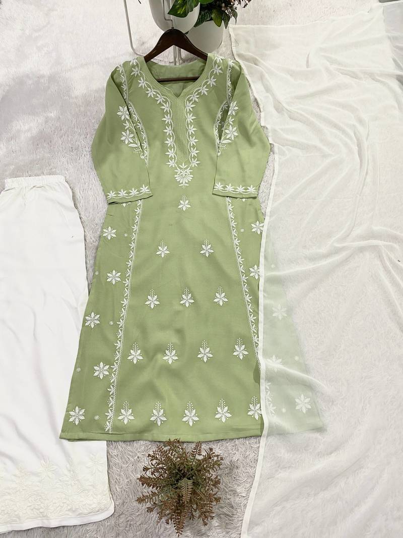 Green Beads Embroidered kurta set