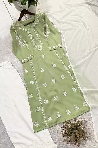 Green Beads Embroidered kurta set
