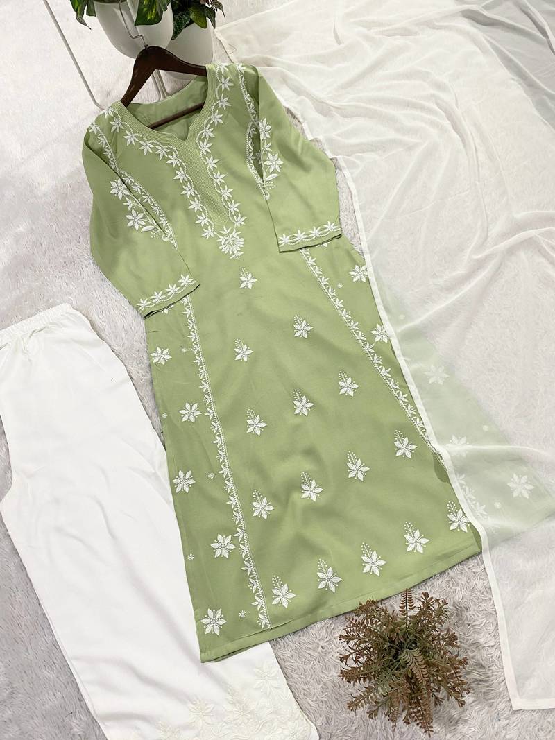 Green Beads Embroidered kurta set