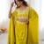Neon yellow French Crepe Dhoti Set with Embroidered Choli & Shrug