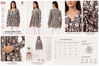 Anushil floral printed short kurti for women | cotton blend a-line tunic top | v-neck gathered top 5