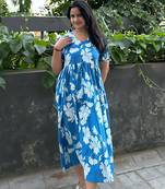 Women's rayon printed designer casual flared dress | Indian Party Wear Dress