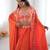 Orange French Crepe Dhoti Set with Embroidered Choli & Shrug