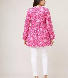 floral printed short kurti for women | cotton blend a-line tunic top