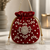 red pearl embroidered potli bag