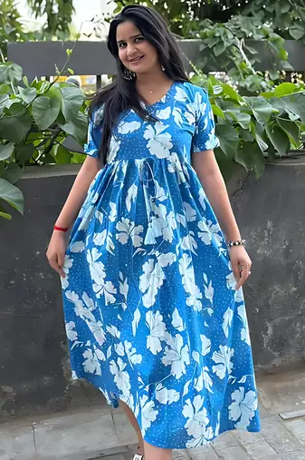 Women's rayon printed designer casual flared dress | Indian Party Wear Dress