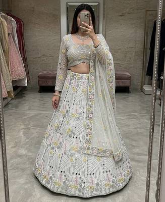 white net embroidered lehenga choli 2